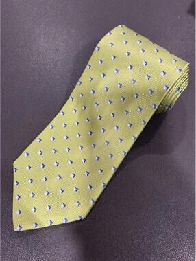 Brooks Brothers Makers Men’s 100% Silk Tie Yellow Blue White Squares BB10